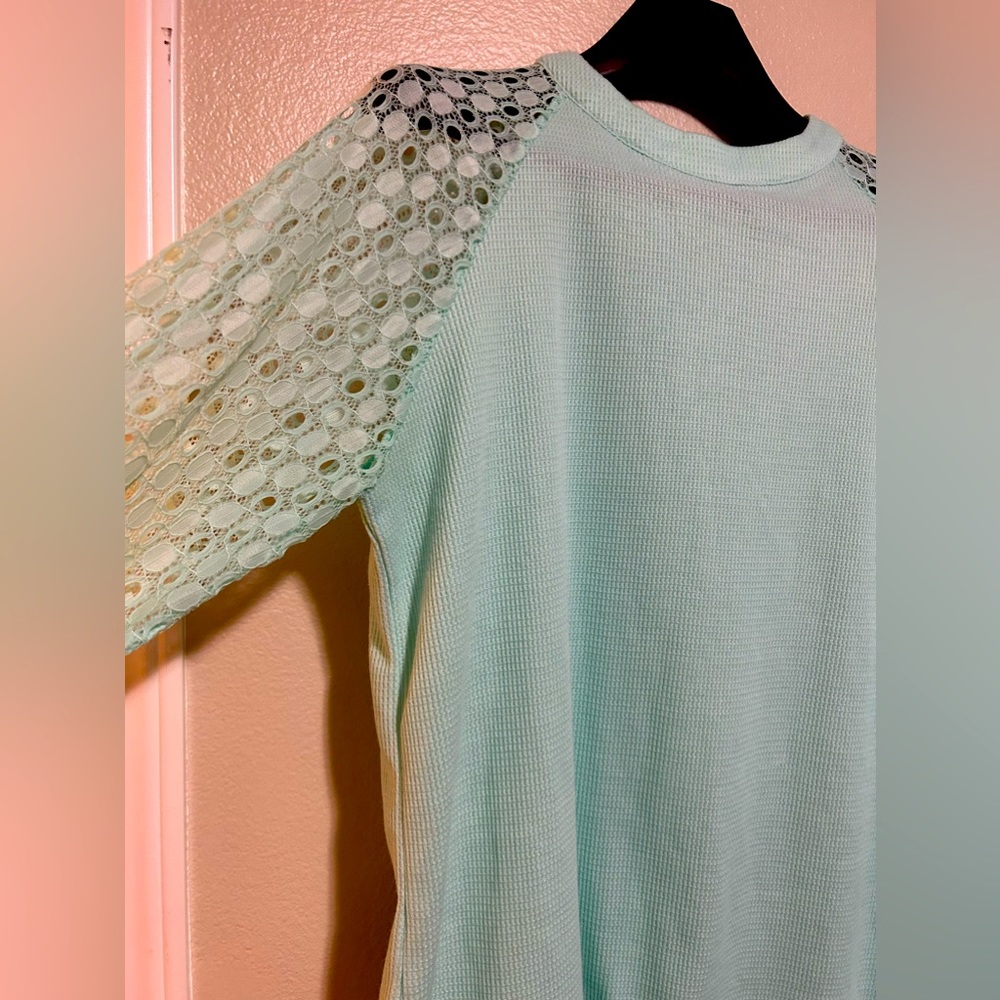 Used once Miholl Teal/ seafoam green colored long sleeve blouse- size xl
